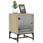 Mesita de noche con puerta de vidrio roble Sonoma 35x37x50 cm by , Nightstands - Ref: Foro24-836522, Price: 37,49 €, Discount: %