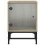 Mesita de noche con puerta de vidrio roble Sonoma 35x37x50 cm by , Nightstands - Ref: Foro24-836522, Price: 37,49 €, Discount: %