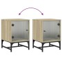 Mesita de noche con puerta de vidrio roble Sonoma 35x37x50 cm by , Nightstands - Ref: Foro24-836522, Price: 37,49 €, Discount: %
