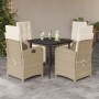Set comedor de jardín 5 pzas con cojines ratán sintético beige by , Garden sets - Ref: Foro24-3212372, Price: 590,84 €, Disco...
