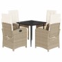 Set comedor de jardín 5 pzas con cojines ratán sintético beige by , Garden sets - Ref: Foro24-3212372, Price: 590,84 €, Disco...