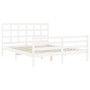 Weißer Massivholzbettrahmen mit Kopfteil 160x200 cm von vidaXL, Betten und Lattenroste - Ref: Foro24-3193997, Preis: 141,96 €...