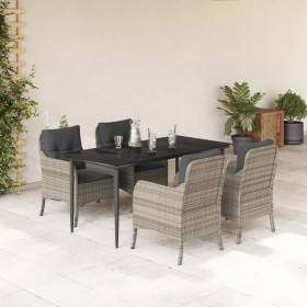 Set comedor de jardín 5 pzas cojines ratán sintético gris claro by , Garden sets - Ref: Foro24-3211993, Price: 508,91 €, Disc...