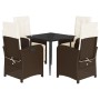 Set comedor de jardín 5 piezas y cojines ratán sintético marrón by , Garden sets - Ref: Foro24-3212332, Price: 579,42 €, Disc...