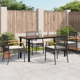 Set de muebles jardín 5 pzas con cojines ratán sintético negro von , Gartensets - Ref: Foro24-3213606, Preis: 334,90 €, Rabat...