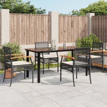 Set de muebles jardín 5 pzas con cojines ratán sintético negro von , Gartensets - Ref: Foro24-3213606, Preis: 334,90 €, Rabat...