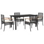 Set de muebles jardín 5 pzas con cojines ratán sintético negro von , Gartensets - Ref: Foro24-3213606, Preis: 334,90 €, Rabat...