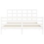 Weißer Massivholzbettrahmen mit Kopfteil 160x200 cm von vidaXL, Betten und Lattenroste - Ref: Foro24-3193997, Preis: 141,96 €...