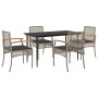 Set comedor de jardín 5 piezas con cojines ratán sintético gris by , Garden sets - Ref: Foro24-3213612, Price: 333,49 €, Disc...
