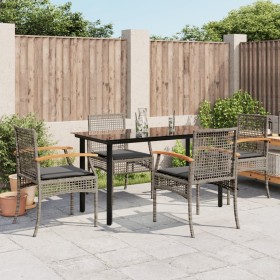 Set comedor de jardín 5 piezas con cojines ratán sintético gris von , Gartensets - Ref: Foro24-3213619, Preis: 357,24 €, Raba...