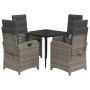 Set comedor de jardín 5 piezas con cojines ratán sintético gris by , Garden sets - Ref: Foro24-3212351, Price: 525,53 €, Disc...