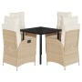Set comedor de jardín 5 pzas con cojines ratán sintético beige von , Gartensets - Ref: Foro24-3213246, Preis: 570,19 €, Rabat...