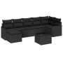 Conjunto de sofá de jardín con cojín 8 pcs Negro Poliratán