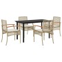 Set comedor de jardín 5 pzas con cojines ratán sintético beige by , Garden sets - Ref: Foro24-3213633, Price: 355,92 €, Disco...