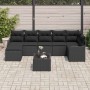 Conjunto de sofá de jardín con cojín 8 pcs Negro Poliratán