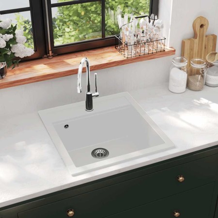 Fregadero de cocina de granito con un seno blanco by , Sinks - Ref: Foro24-144857, Price: 177,98 €, Discount: %