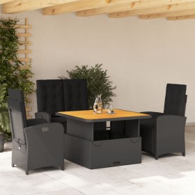 Juego comedor jardín 4 piezas con cojines ratán sintético negro by , Garden sets - Ref: Foro24-3277333, Price: 513,09 €, Disc...