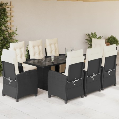 Set de comedor de jardín 9 pzas y cojines ratán sintético negro by , Garden sets - Ref: Foro24-3212919, Price: 1,00 €, Discou...
