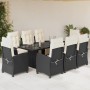 Set de comedor de jardín 9 pzas y cojines ratán sintético negro by , Garden sets - Ref: Foro24-3212919, Price: 1,00 €, Discou...