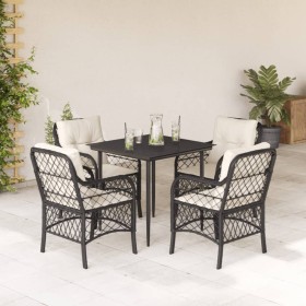Set de muebles jardín 5 pzas con cojines ratán sintético negro von , Gartensets - Ref: Foro24-3212083, Preis: 478,17 €, Rabat...
