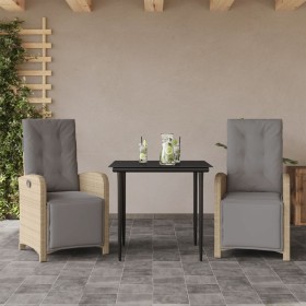 Sillas y mesita de jardín 3 piezas ratán sintético cojín beige de , Conjuntos de jardín - Ref: Foro24-3212584, Precio: 378,28...