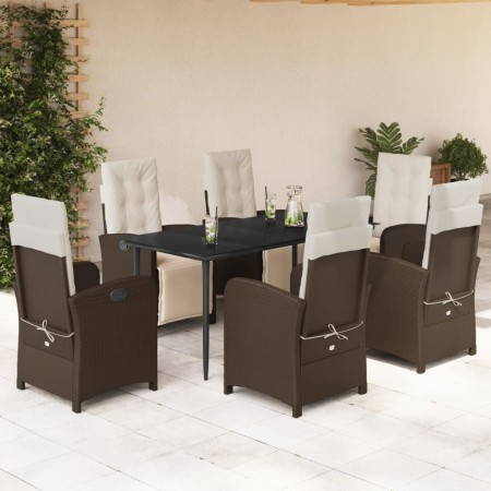Set comedor de jardín 7 pzas con cojines ratán sintético marrón by , Garden sets - Ref: Foro24-3212546, Price: 879,23 €, Disc...