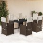 Set comedor de jardín 7 pzas con cojines ratán sintético marrón by , Garden sets - Ref: Foro24-3212546, Price: 879,23 €, Disc...