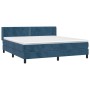 Cama box spring con colchón terciopelo azul oscuro 180x200 cm