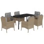 Set comedor de jardín 7 pzas con cojines ratán sintético beige by , Garden sets - Ref: Foro24-3211987, Price: 790,82 €, Disco...