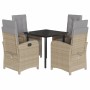 Set comedor de jardín 5 pzas con cojines ratán sintético beige by , Garden sets - Ref: Foro24-3212592, Price: 604,73 €, Disco...