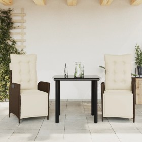 Set comedor de jardín 3 piezas y cojines ratán sintético marrón von , Gartensets - Ref: Foro24-3213413, Preis: 334,40 €, Raba...
