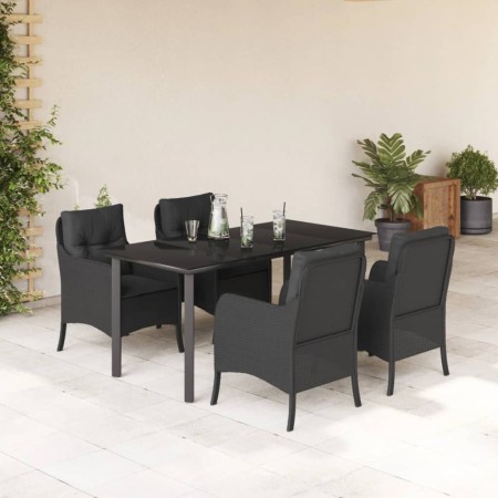 Set de muebles jardín 5 pzas con cojines ratán sintético negro by , Garden sets - Ref: Foro24-3211930, Price: 529,27 €, Disco...