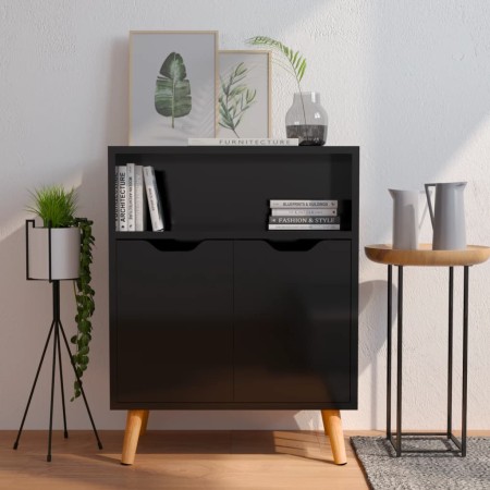 Glossy black engineered wood sideboard 60x30x72 cm by vidaXL, Sideboards - Ref: Foro24-326829, Price: 74,48 €, Discount: %