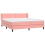 Cama box spring con colchón terciopelo rosa 180x200 cm
