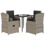 Set comedor de jardín 5 pzas cojines ratán sintético gris claro