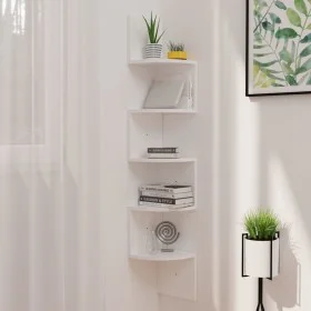 Glossy white engineered wood wall corner shelf by vidaXL, Shelves and shelves - Ref: Foro24-326837, Price: 32,49 €, Discount: %