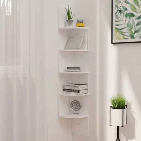 Glossy white engineered wood wall corner shelf by vidaXL, Shelves and shelves - Ref: Foro24-326837, Price: 32,49 €, Discount: %
