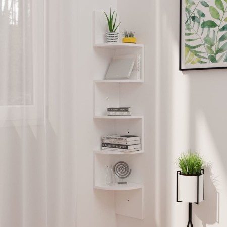 Glänzend weißes Wand-Eckregal aus Holzwerkstoff von vidaXL, Regale und Regale - Ref: Foro24-326837, Preis: 31,87 €, Rabatt: %
