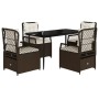 Set comedor de jardín 5 piezas y cojines ratán sintético marrón by , Garden sets - Ref: Foro24-3262973, Price: 510,09 €, Disc...