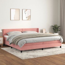 Cama box spring con colchón terciopelo rosa 200x200 cm en Camas y somieres | Comprar online en Foro24
