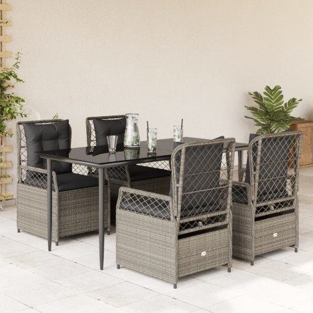 Set comedor de jardín 5 pzas cojines ratán sintético gris claro by , Garden sets - Ref: Foro24-3263030, Price: 498,29 €, Disc...
