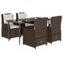 Set comedor de jardín 5 piezas y cojines ratán sintético marrón by , Garden sets - Ref: Foro24-3262843, Price: 566,61 €, Disc...