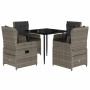 Set comedor de jardín 5 piezas con cojines ratán sintético gris von , Gartensets - Ref: Foro24-3262855, Preis: 672,77 €, Raba...