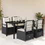 Set de muebles jardín 5 pzas con cojines ratán sintético negro by , Garden sets - Ref: Foro24-3262967, Price: 501,58 €, Disco...