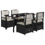 Set de muebles jardín 5 pzas con cojines ratán sintético negro by , Garden sets - Ref: Foro24-3262967, Price: 501,58 €, Disco...