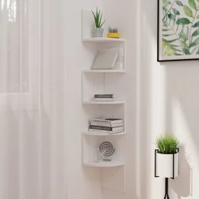 Corner wall shelf made of white engineered wood, 19x19x123 cm by vidaXL, Shelves and shelves - Ref: Foro24-326831, Price: 34,...