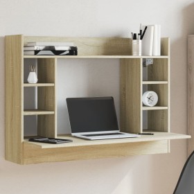 Escritorio de pared madera ingeniería roble Sonoma 105x48x75 cm de , Escritorios - Ref: Foro24-847970, Precio: 84,32 €