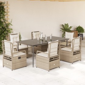 Set comedor de jardín 7 pzas con cojines ratán sintético beige by , Garden sets - Ref: Foro24-3263018, Price: 854,04 €, Disco...