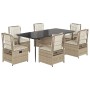 Set comedor de jardín 7 pzas con cojines ratán sintético beige by , Garden sets - Ref: Foro24-3263018, Price: 854,04 €, Disco...