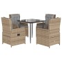 Set comedor de jardín 5 pzas con cojines ratán sintético beige by , Garden sets - Ref: Foro24-3262869, Price: 534,47 €, Disco...